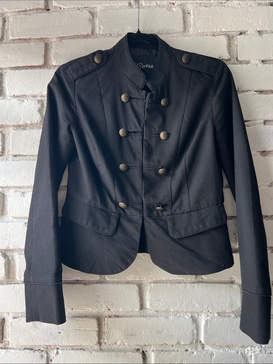Guess Jackets & Blazers - Guess Women's Military-Style Blazer Jacket in Black with Brass Buttons